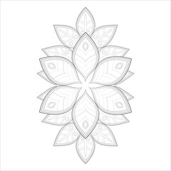 Pleasing decorative flower of Coloring book page for adult Black outline and white background