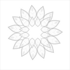 Pleasing decorative flower of Coloring book page for adult Black outline and white background