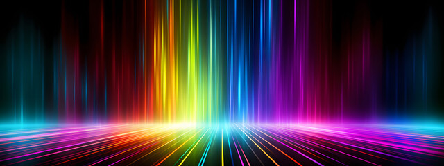 Motion gradient  light rays banner cover background, vertical line background with rainbow colorful spectrum, Generative AI - obrazy, fototapety, plakaty