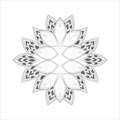 Pleasing decorative flower of Coloring book page for adult Black outline and white background