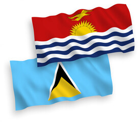 Flags of Saint Lucia and Republic of Kiribati on a white background