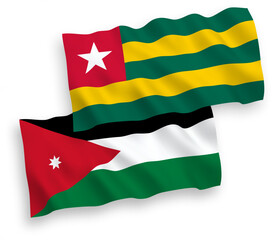 Flags of Togolese Republic and Hashemite Kingdom of Jordan on a white background