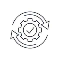 Technical task. technology solution. Vector linear icon isolated on white background.