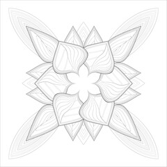 coloring page. Doodle flowers in black and white pleasing for adults' coloring page. pleasing decorative flower of Coloring book page for adult Black outline and white background