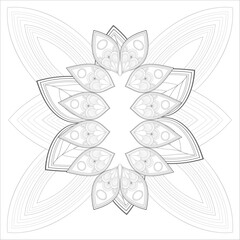 coloring page. Doodle flowers in black and white pleasing for adults' coloring page. pleasing decorative flower of Coloring book page for adult Black outline and white background