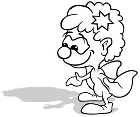 Drawing of a Cute Little Angel from Side View