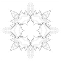 coloring page. Doodle flowers in black and white pleasing for adults' coloring page. pleasing decorative flower of Coloring book page for adult Black outline and white background