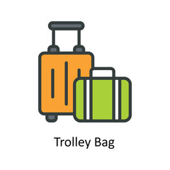 Trolley Bag Vector  Fill outline Icons. Simple stock illustration stock