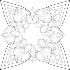coloring page. Doodle flowers in black and white pleasing for adults' coloring page. pleasing decorative flower of Coloring book page for adult Black outline and white background
