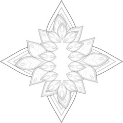 coloring page. Doodle flowers in black and white pleasing for adults' coloring page. pleasing decorative flower of Coloring book page for adult Black outline and white background