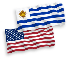 Flags of Oriental Republic of Uruguay and America on a white background