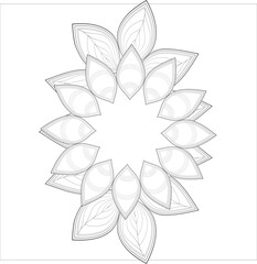 coloring page. Doodle flowers in black and white pleasing for adults' coloring page. pleasing decorative flower of Coloring book page for adult Black outline and white background
