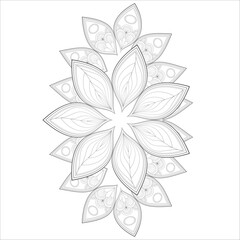 coloring page. Doodle flowers in black and white pleasing for adults' coloring page. pleasing decorative flower of Coloring book page for adult Black outline and white background