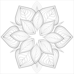Fototapeta premium coloring page. Doodle flowers in black and white pleasing for adults' coloring page. pleasing decorative flower of Coloring book page for adult Black outline and white background