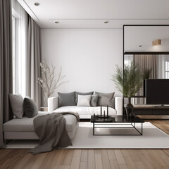 Living room Mockup Realestate Aesthetic, Generative AI
