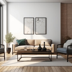 Living room Mockup Realestate Aesthetic, Generative AI