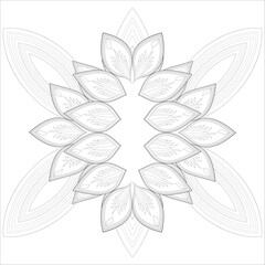Mandala art for coloring book and art therapy. Doodle vector of flowers for coloring sheet for every age.