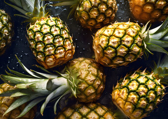 Top view Fresh Pineapple Seamless Background: Nature's Food Texture