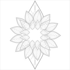 Mandala art for coloring book and art therapy. Doodle vector of flowers for coloring sheet for every age.