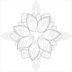 Mandala art for coloring book and art therapy. Doodle vector of flowers for coloring sheet for every age.