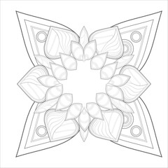 Mandala art for coloring book and art therapy. Doodle vector of flowers for coloring sheet for every age.