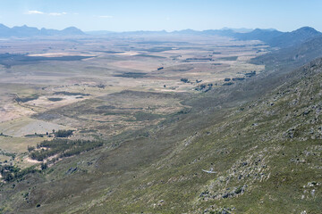Fototapeta na wymiar glider on Winterhoek ridge near Porterville aerial, South Africa