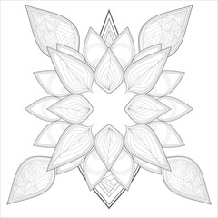 Mandala art for coloring book and art therapy. Doodle vector of flowers for coloring sheet for every age.