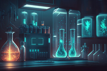 Futuristic biomedical lab - Generative AI