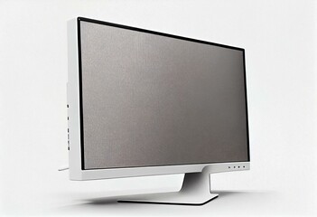 Side view of blank computer monitor isolated on white background. Generative AI