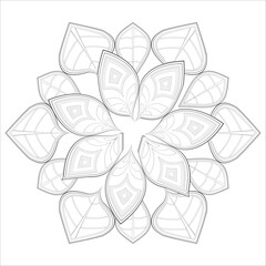 Fototapeta premium Mandala art for coloring book and art therapy. Doodle vector of flowers for coloring sheet for every age.