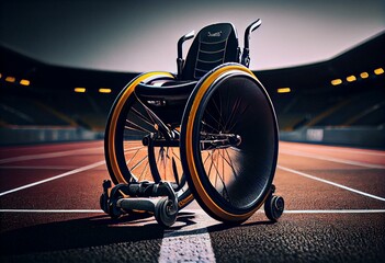 Sports Wheelchair On Athletics Track. Generative AI