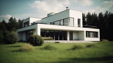 Fototapeta na wymiar Moderne Villa im Grünen