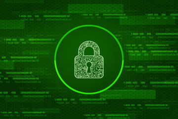 2d illustration Safety concept: Closed Padlock on digital background

