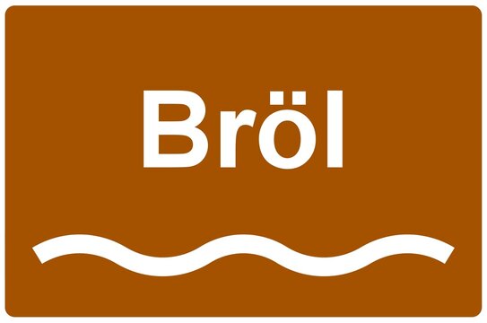 Illustration eines Flussnamenschildes des Flusses "Br&ouml;l"	