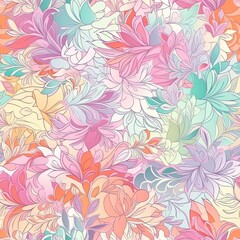 Fototapeta na wymiar Soft and delicate seamless floral design with a lustrous finish. AI generated.