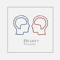Brain power concept illustration. Hand drawn flat vector icon.