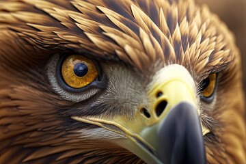 portrait of an eagle. closeup of his head and eyes. Generative AI