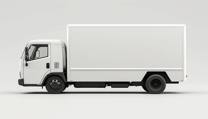 White Delivery Truck Mockup On White Background, Generative AI