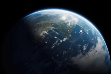 Foto op Plexiglas anti-reflex Volle maan en bomen Earth globe in space. Photo of World globe, closeup. Earth Day. Day of Peace. Saving the planet. Earth globe map. Generative ai illustration
