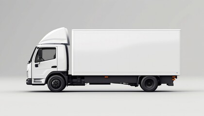 White Delivery Truck Mockup Isolated On White Background, Generative AI