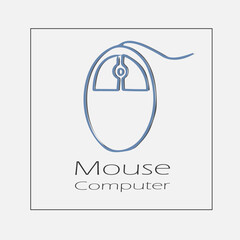 Computer mouse illustration. Hand drawn flat vector icon.