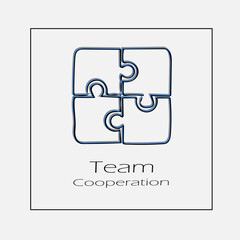 Puzzle team concept vector icon eps 10. Hand drawn illustration.