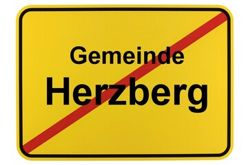 Illustration eines Ortsschildes der Gemeinde Herzberg in Brandenburg