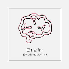 Brain vector icon eps 10. Brainstorm simple isolated outline illustration.