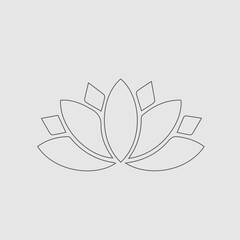 Lotus flower vector icon eps 10. Spiritual simple silhouette symbol.