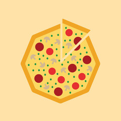 pizza vector design illustration artwork. Suitable to use on t-shirt, sticker, mug, etc. eps 10.
