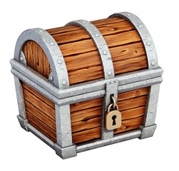 Cartoon treasure chest isolated on transparent background. 3D illustration