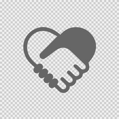 Handshake symbol forming a heart vector icon eps 10. Hands shaking.
