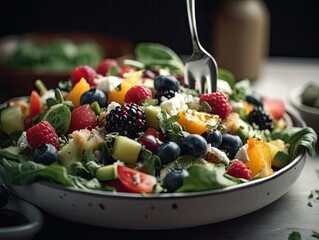 A Photo of a Healthy  and Delicious Looking Salad with a Fo Bottom Right.