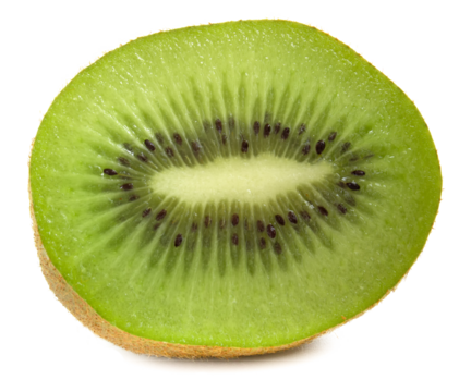 Kiwi in cut isolated on white background.